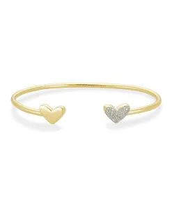 Kendra Scott Ari Heart 18k Gold Vermeil Cuff Bracelet In White Diamond