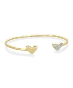 Kendra Scott Ari Heart 18k Gold Vermeil Cuff Bracelet In White Diamond -Earrings Bracelets Elegant Shop kendra scott ari heart cuff bracelet 18k gold vermeil white diamond 01 lg