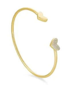 Kendra Scott Ari Heart 18k Gold Vermeil Cuff Bracelet In White Diamond -Earrings Bracelets Elegant Shop kendra scott ari heart cuff bracelet 18k gold vermeil white diamond 02 lg