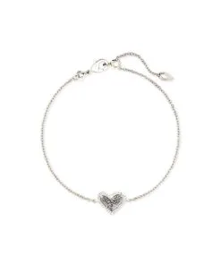 Kendra Scott Ari Heart Silver Chain Bracelet In Platinum Drusy