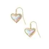 Kendra Scott Ari Heart Gold Drop Earrings In Dichroic Glass -Earrings Bracelets Elegant Shop kendra scott ari heart drop earring gold dichroic glass 00 lg