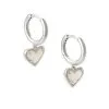 Kendra Scott Ari Heart Silver Huggie Earrings In Ivory Mother-of-Pearl -Earrings Bracelets Elegant Shop kendra scott ari heart huggie earring rhodium ivory mother of pearl 00 lg