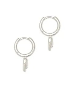 Kendra Scott Ari Heart Silver Huggie Earrings In Ivory Mother-of-Pearl -Earrings Bracelets Elegant Shop kendra scott ari heart huggie earring rhodium ivory mother of pearl 01 lg