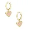 Kendra Scott Ari Heart Gold Huggie Earrings In Rose Quartz -Earrings Bracelets Elegant Shop kendra scott ari heart huggie earring rose quartz 00 lg
