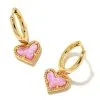 Kendra Scott Ari Heart Gold Huggie Earrings In Bubblegum Pink Kyocera Opal -Earrings Bracelets Elegant Shop kendra scott ari heart huggie earrings gold bubblegum pink kyocera opal 00