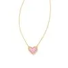 Kendra Scott Ari Heart Gold Pendant Necklace In Bubblegum Pink Kyocera Opal -Earrings Bracelets Elegant Shop kendra scott ari heart pendant necklace gold bubblegum pink kyocera opal 01