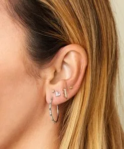 Kendra Scott Heart Mini 14k Yellow Gold Single Stud Earring In White Diamond -Earrings Bracelets Elegant Shop kendra scott ari heart piercing stud gold diamond 03 lg