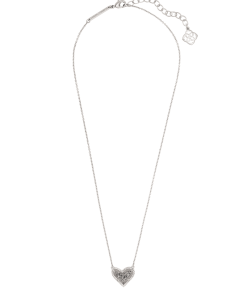 Kendra Scott Ari Heart Silver Pendant Necklace In Platinum Drusy -Earrings Bracelets Elegant Shop kendra scott ari heart short pendant necklace rhodium platinum drusy 01 lg