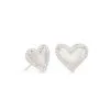 Kendra Scott Ari Heart Silver Stud Earrings In Ivory Mother-of-Pearl