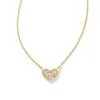 Kendra Scott Ari Gold Pave Crystal Heart Necklace In White Crystal
