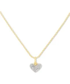 Kendra Scott Ari Pave Heart 18k Yellow Gold Vermeil Charm Necklace In White Diamond