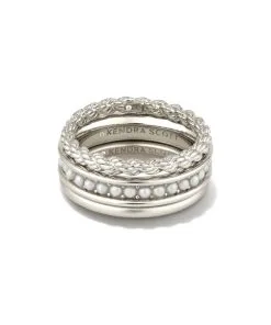 Kendra Scott Arya Silver Ring Set In White Pearl