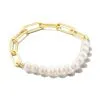 Kendra Scott Ashton Gold Half Chain Bracelet In White Pearl -Earrings Bracelets Elegant Shop kendra scott ashton half chain bracelet gold white pearl 00