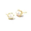 Kendra Scott Ashton Gold Pearl Stud Earrings -Earrings Bracelets Elegant Shop kendra scott ashton pearl stud earrings gold white pearl 00