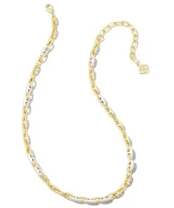 Kendra Scott Bailey Gold Chain Necklace In White Mix -Earrings Bracelets Elegant Shop kendra scott bailey chain necklace gold white mix 01
