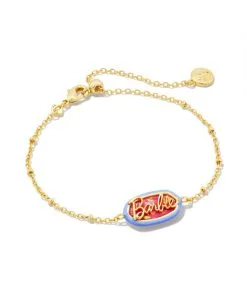 Barbie™ X Kendra Scott Gold Elaina Satellite Reversible Bracelet In Pink Iridescent Glitter Glass
