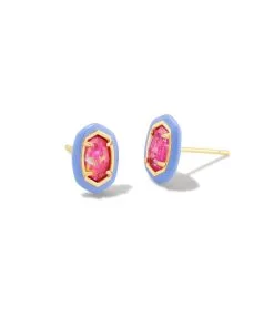 Barbie™ X Kendra Scott Gold Emilie Stud Earrings In Pink Iridescent Glitter Glass