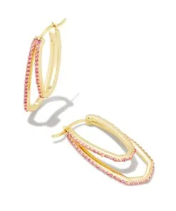 Barbie™ X Kendra Scott Gold Hoop Earrings In Pink Crystal