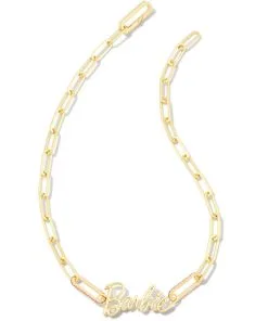 Barbie™ X Kendra Scott Gold Link And Chain Necklace In Pink Crystal