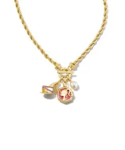 Barbie™ X Kendra Scott Gold Pearl Charm Convertible Necklace In Pink Iridescent Glitter Glass -Earrings Bracelets Elegant Shop kendra scott barbie pearl charm convertible necklace gold pink iridescent glitter glass 01 00