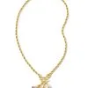Barbie™ X Kendra Scott Gold Pearl Charm Convertible Necklace In Pink Iridescent Glitter Glass -Earrings Bracelets Elegant Shop kendra scott barbie pearl charm convertible necklace gold pink iridescent glitter glass 01