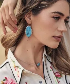 Kendra Scott Baroque Elisa Vintage Silver Pendant Necklace In Variegated Dark Teal Magnesite -Earrings Bracelets Elegant Shop kendra scott baroque ella drop earring vintage silver teal howlite 00 1