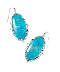 Kendra Scott Baroque Ella Vintage Silver Drop Earrings In Variegated Dark Teal Magnesite