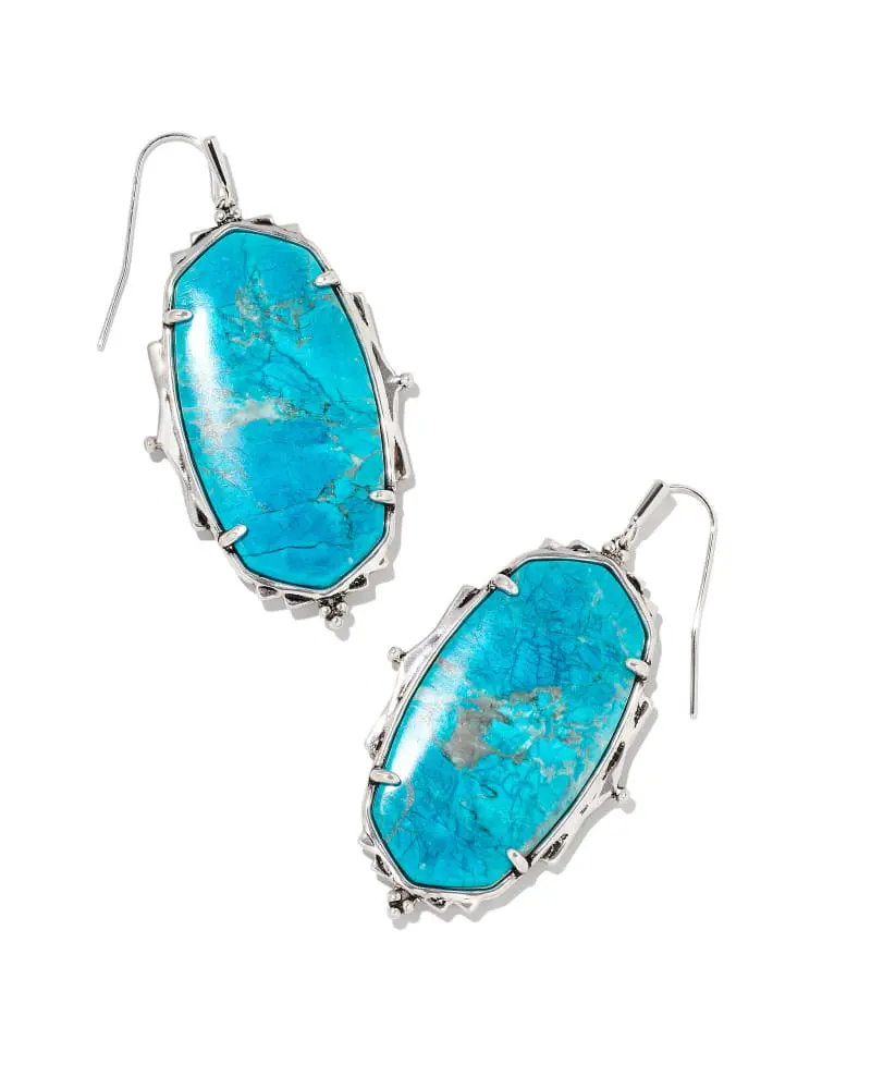 Kendra Scott Baroque Ella Vintage Silver Drop Earrings In Variegated Dark Teal Magnesite 3 Kendra Scott Baroque Ella Vintage Silver Drop Earrings In Variegated Dark Teal Magnesite