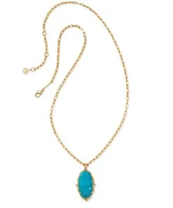 Kendra Scott Baroque Ella Vintage Gold Long Pendant Necklace In Variegated Dark Teal Magnesite -Earrings Bracelets Elegant Shop kendra scott baroque ella long pendant necklace vintage gold teal howlite 00