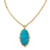 Kendra Scott Baroque Ella Vintage Gold Long Pendant Necklace In Variegated Dark Teal Magnesite