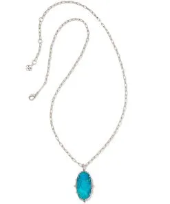 Kendra Scott Baroque Ella Vintage Silver Long Pendant Necklace In Variegated Dark Teal Magnesite -Earrings Bracelets Elegant Shop kendra scott baroque ella long pendant necklace vintage silver teal howlite 00