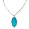 Kendra Scott Baroque Ella Vintage Silver Long Pendant Necklace In Variegated Dark Teal Magnesite