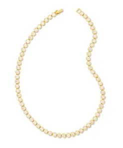 Kendra Scott Carmen Gold Tennis Necklace In White Crystal