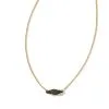 Kendra Scott Bridgete Gold Pendant Necklace In Black Drusy