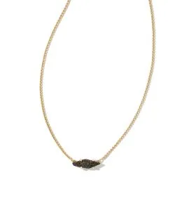 Kendra Scott Bridgete Gold Pendant Necklace In Black Drusy