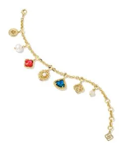 Kendra Scott Brielle Gold Charm Bracelet In Multi Mix -Earrings Bracelets Elegant Shop kendra scott brielle charm bracelet gold multi mix 01
