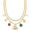 Kendra Scott Brielle Convertible Gold Charm Necklace In Multi Mix -Earrings Bracelets Elegant Shop kendra scott brielle charm necklace convertible gold multi 00