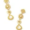 Kendra Scott Brielle Gold Linear Drop Earrings In Ivory Mother-of-Pearl