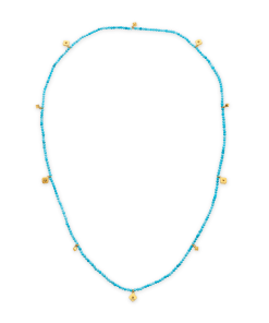 Kendra Scott Britt Vintage Gold Convertible Stretch Necklace In Variegated Turquoise Magnesite