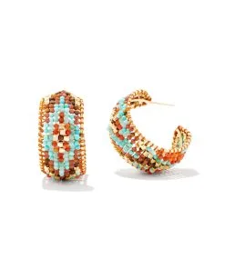 Kendra Scott Britt Gold Hoop Earrings In Red Mix