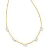 Kendra Scott Cailin Gold Crystal Strand Necklace In White Crystal -Earrings Bracelets Elegant Shop kendra scott cailin crystal strand necklace gold white crystal 01