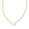 Kendra Scott Cailin Gold Pendant Necklace In Ivory Mother-of-Pearl -Earrings Bracelets Elegant Shop kendra scott caillin pendant necklace gold ivory mop 01