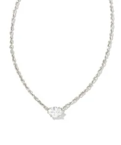 Kendra Scott Cailin Silver Pendant Necklace In White Crystal
