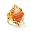 Kendra Scott Cass Vintage Gold Cocktail Ring In Orange Banded Agate -Earrings Bracelets Elegant Shop kendra scott cass cocktail ring vintage gold orange banded agate 00