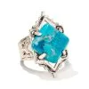 Kendra Scott Cass Vintage Silver Cocktail Ring In Variegated Dark Teal Magnesite