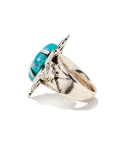 Kendra Scott Cass Vintage Silver Cocktail Ring In Variegated Dark Teal Magnesite -Earrings Bracelets Elegant Shop kendra scott cass cocktail ring vintage silver teal howlite 01