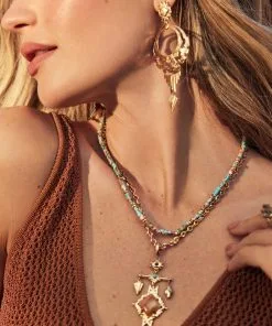 Kendra Scott Cass Vintage Gold Large Long Pendant Necklace In Orange Banded Agate -Earrings Bracelets Elegant Shop kendra scott cass lg long pendant necklace vintage gold orange banded agate 00 1