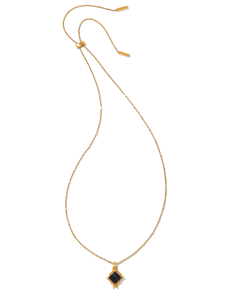 Kendra Scott Cass Vintage Gold Long Pendant Necklace In Black Banded Agate 4 Kendra Scott Cass Vintage Gold Long Pendant Necklace In Black Banded Agate - Image 2