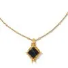 Kendra Scott Cass Vintage Gold Long Pendant Necklace In Black Banded Agate