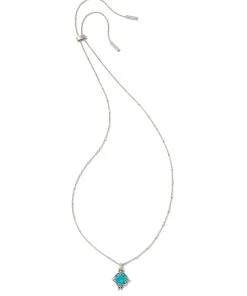 Kendra Scott Cass Vintage Silver Long Pendant Necklace In Variegated Dark Teal Magnesite -Earrings Bracelets Elegant Shop kendra scott cass long pendant necklace vintage silver teal howlite 00